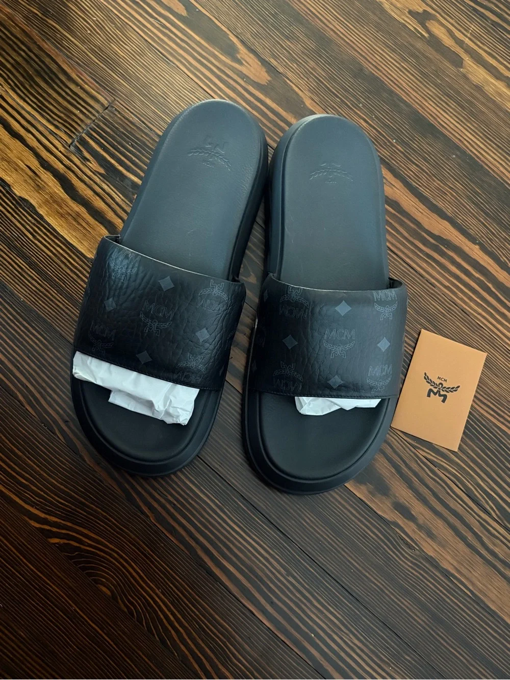 MCM Visetos Black Slides